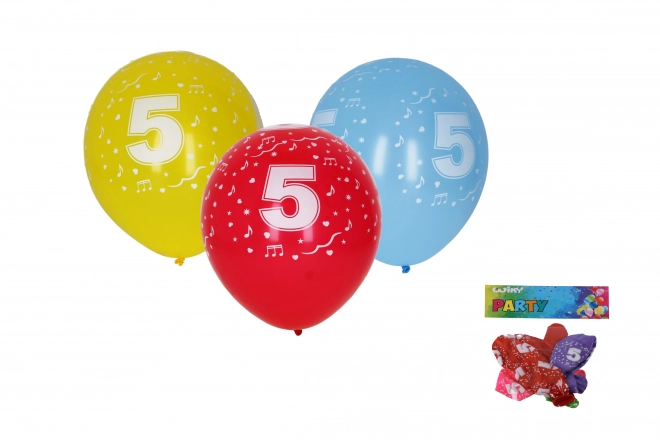 Opblaasbare ballon met nummer 5, 30 cm - 5 stuks