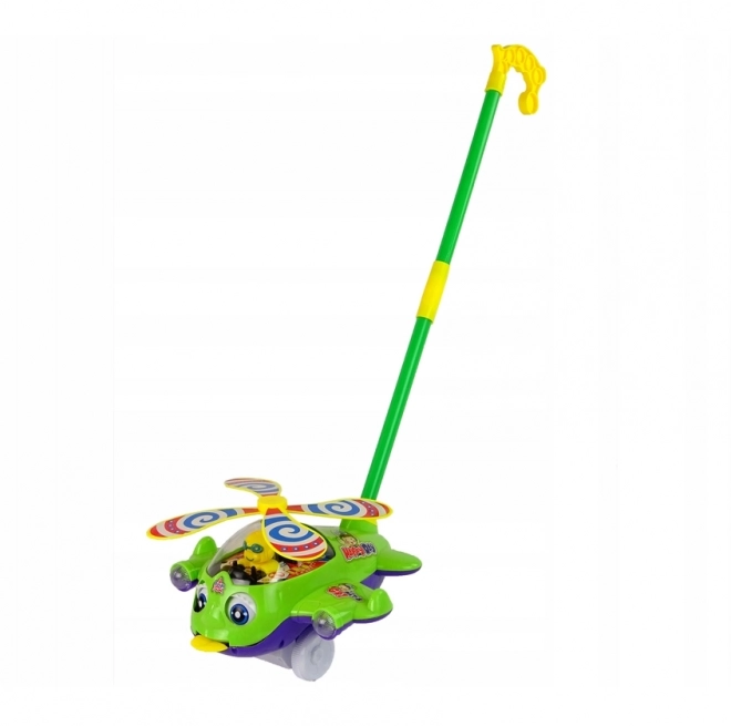 Groene duwhelikopter met piloot
