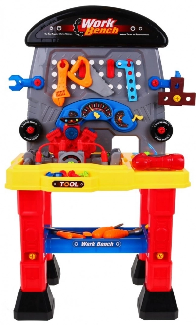 Kinderwerkplaats met motor en lichteffecten