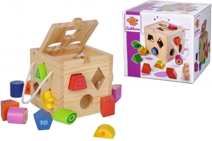 Houten kubus – vormenkoker met 12 stukjes