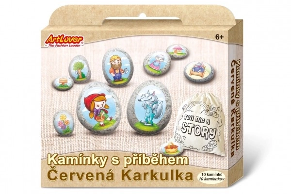 Stenen met verhaal met stickers - Roodkapje