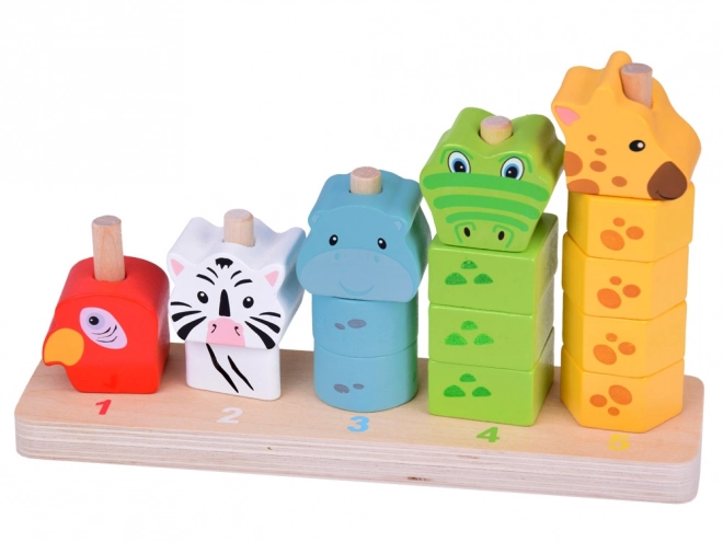 Colorful Wooden Pyramid Animal Blocks Educational Toy