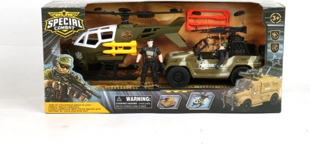 Militär-Set mit Fahrzeug und Hubschrauber
