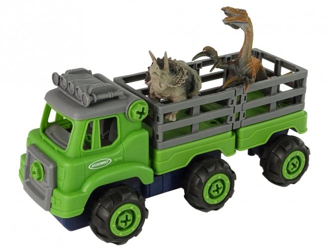 Camion de transport avec dinosaures