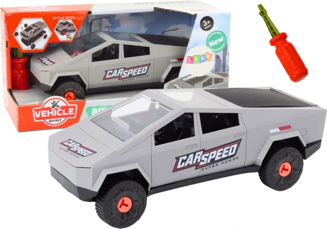 Assembly car for kids with screwdriver – grey