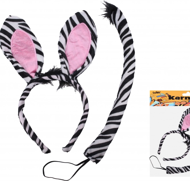 Carnavalsset zebra met haarband en staart