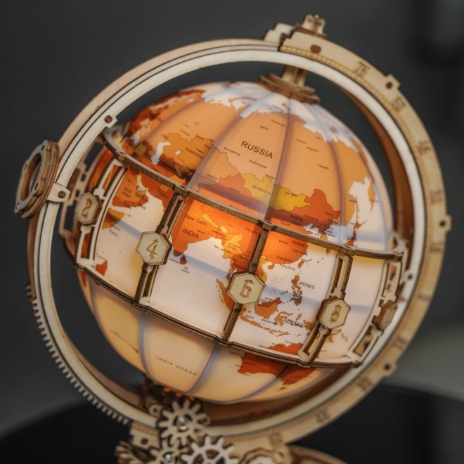 RoboTime 3D houten mechanische puzzel Verlichte globe