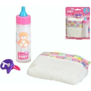 Set voor baby's New Born Baby - flesje, fopspeen en luier