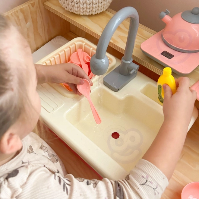 Évier pour enfants avec eau courante - rose