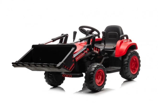 Rode kindertraktor met oplaadbare batterij en schop