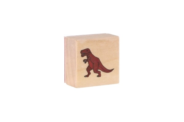Houten stempels 5+1 met kussen dinosaurussen 3x3cm op kaart