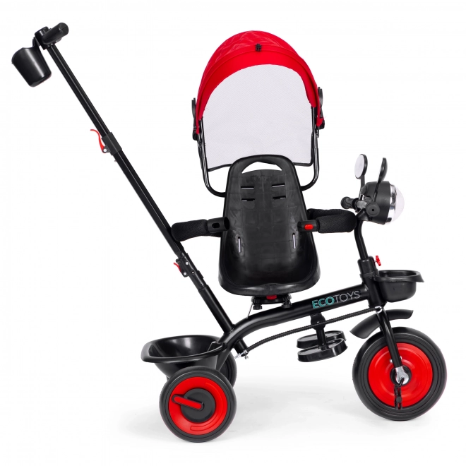 3-in-1 driewieler met draaibare zitting en kap rood ECOTOYS
