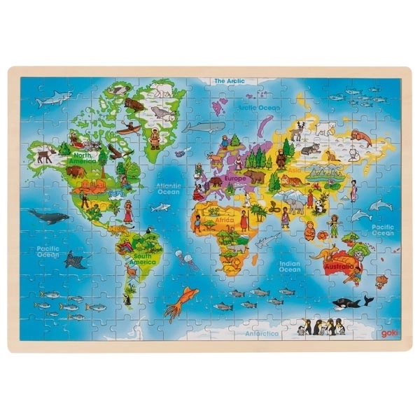 Educatieve puzzel wereldkaart