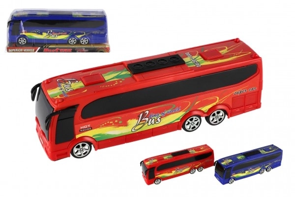 Plastic autobus 25cm met wrijvingsaandrijving in doosje