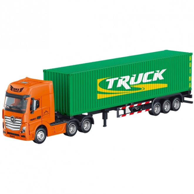 LKW mit Containeranhänger Huina grün 1:50