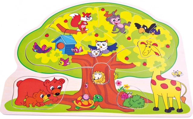 Puzzle encastrable en bois Bino animaux joyeux