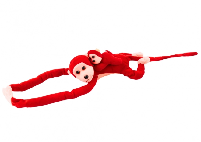 Singe en peluche avec bébé rouge 90 cm