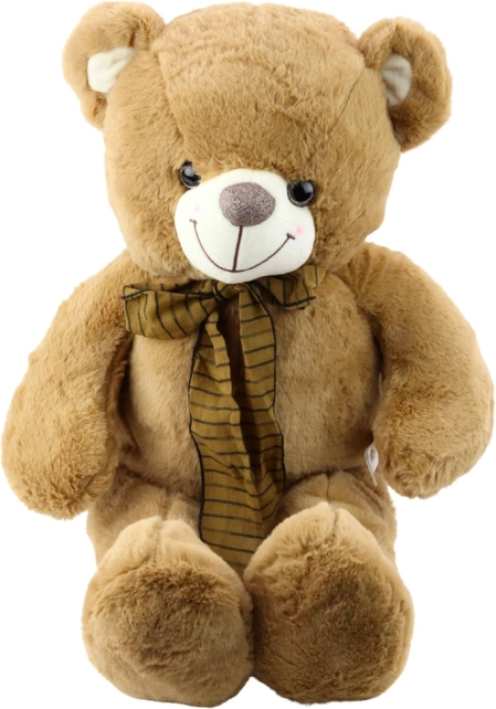 Pluchen beer met bruin gestreepte strik 60 cm