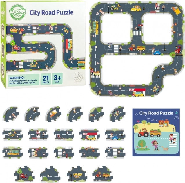 Woopie Green puzzle urbain pour enfants - Circuit automobile