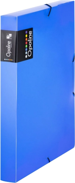Boîte d’archivage A4 avec élastique, bleue, polypropylène, dos 3 cm