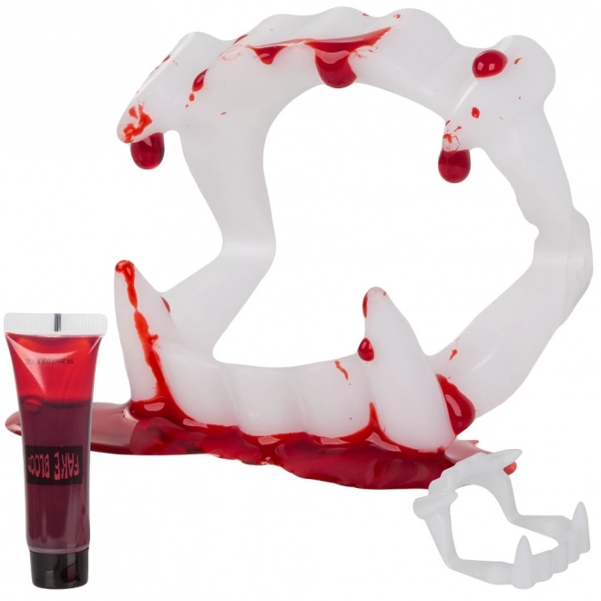 Set van nep tanden en bloed voor Halloween