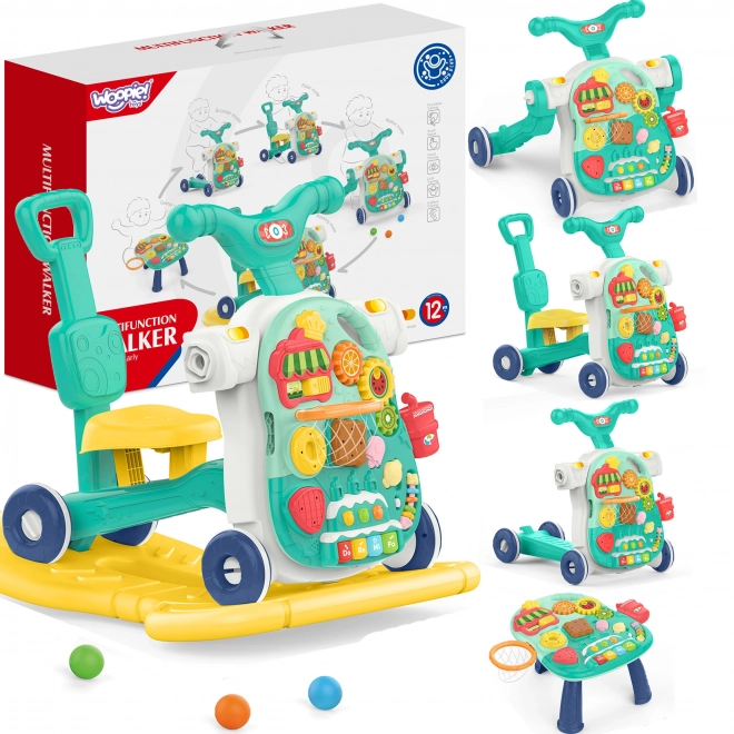 Multifunctionele looptrainer 5v1 Woopie blauw