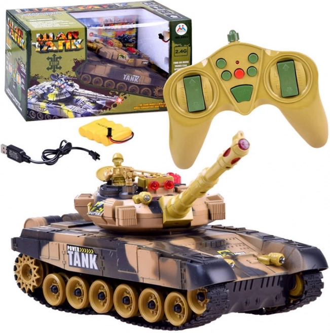 RC-tank 2,4 GHz met draaibare koepel en lichteffecten – Woestijn