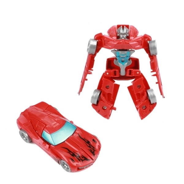 Transformer auto/robot plastic 10cm mix kleuren in plastic doos 5x10,5cm