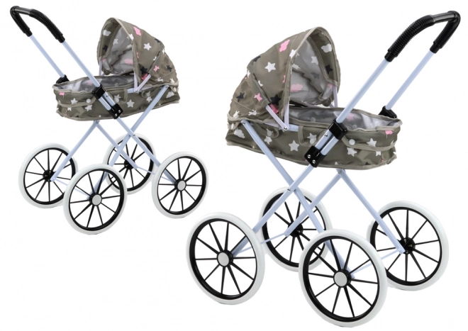Poppenwagen Grote wielen Opvouwbare ster grijs