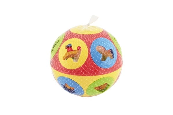 Vormbal plastic diameter 13cm 2 kleuren in netje 12m+