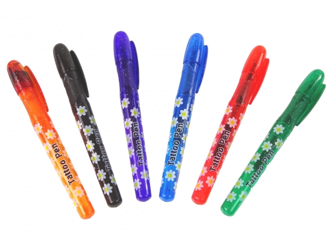 Gelpennen voor tattoo's 6 stuks sjablonen glitterpennen