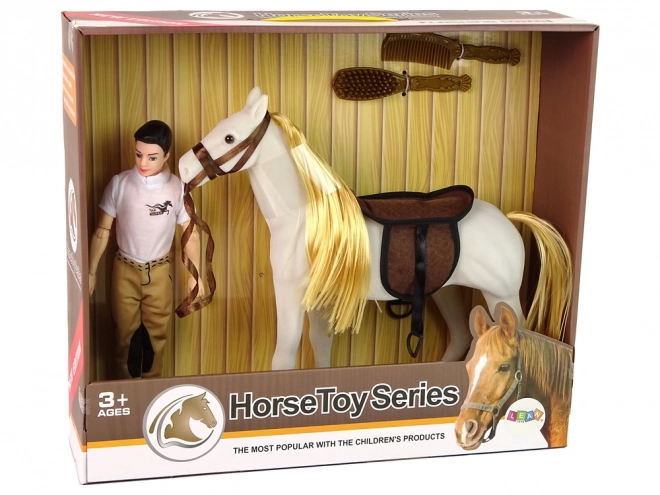 Rijdende pop met wit paard
