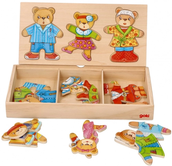 Kleedbeer Familie - Houten Puzzel