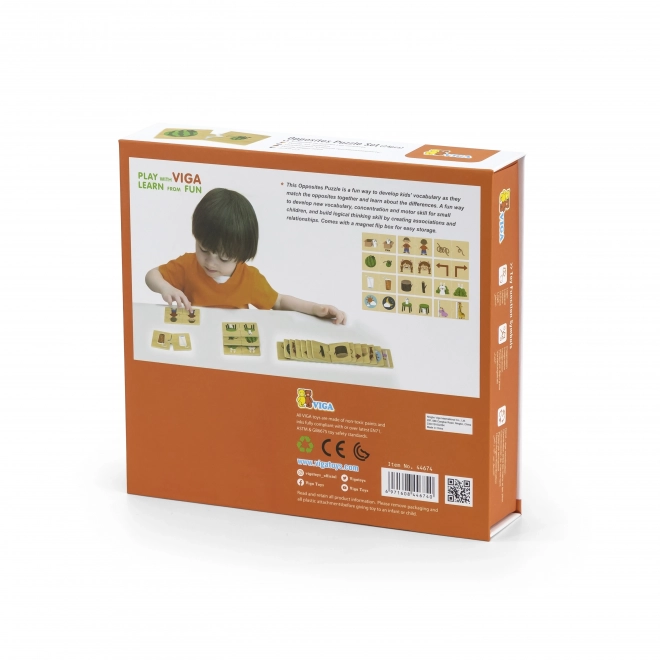 Houten puzzel met tegengestelde afbeeldingen VIGA