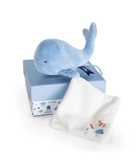 Cadeauset – pluchen blauwe walvis 15 cm