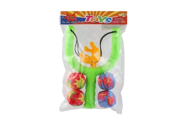 Slingshot met waterbommen 4 stuks plastic/stof 24x16cm in zak