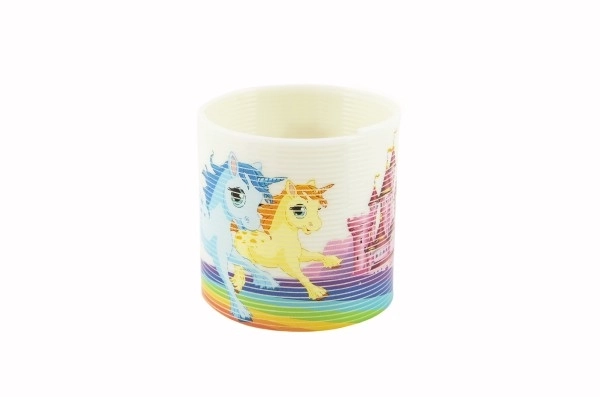 Kleurige springveer met eenhoornmotief - 6,5 cm