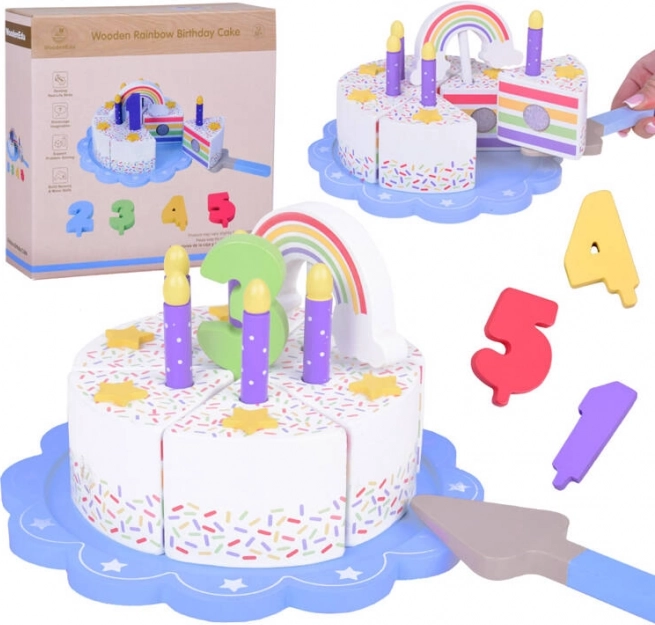 Gâteau d’anniversaire arc-en-ciel en bois