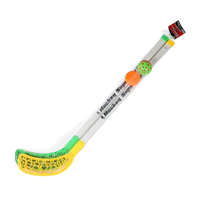 Floorball hockeysticks met bal en puck 80 cm