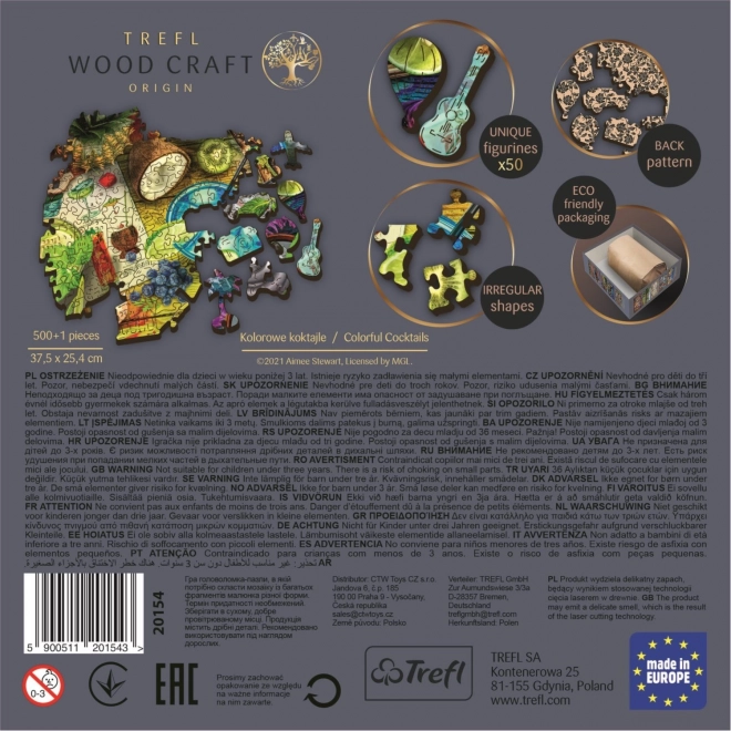 Puzzle Colorful Cocktails TREFL Wood Craft Origin 501 Pieces