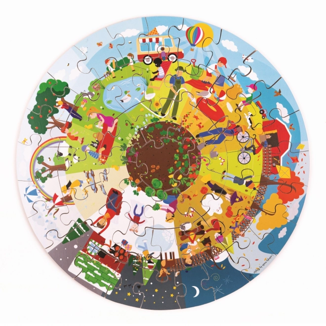Puzzle de sol rond Bigjigs Toys Quatre Saisons 50 pièces