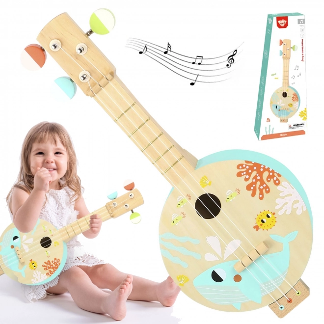 Holz-Banjo für Kinder mit Meeresmotiv