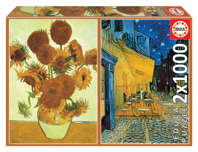 Puzzle Sunflowers and Cafe Terrace at Night 2x1000 Pieces