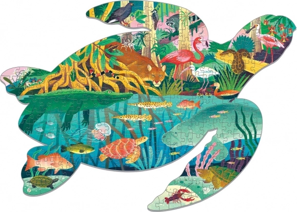 Iconische schildpadvorm en levendige wetland-illustraties