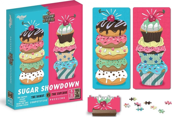 Puzzle Duel Süßes Duell: Donut vs. Cupcake 2×70 Teile