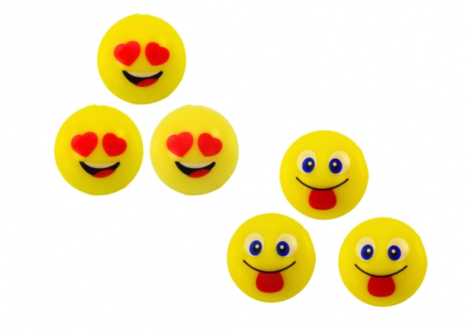 Set of Yellow Emoji Bouncy Balls 6 pcs