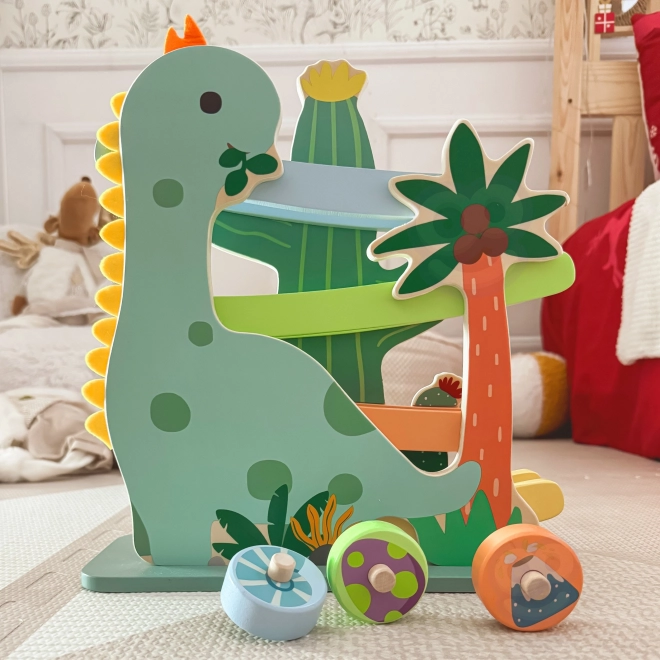 Klassieke houten dinosaurusbaan