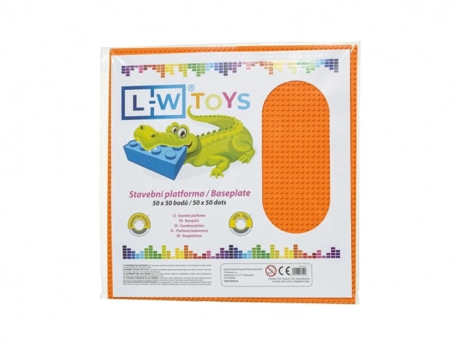 L-W Toys Grote bouwplaat 50x50 punten oranje