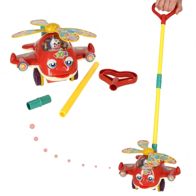 Kinder duw vliegtuig helikopter met geluid