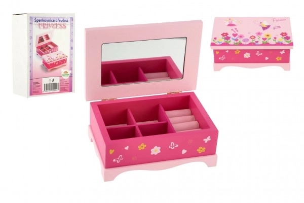 Princess sieradendoos spiegel hout 17x7x11,5cm in doos